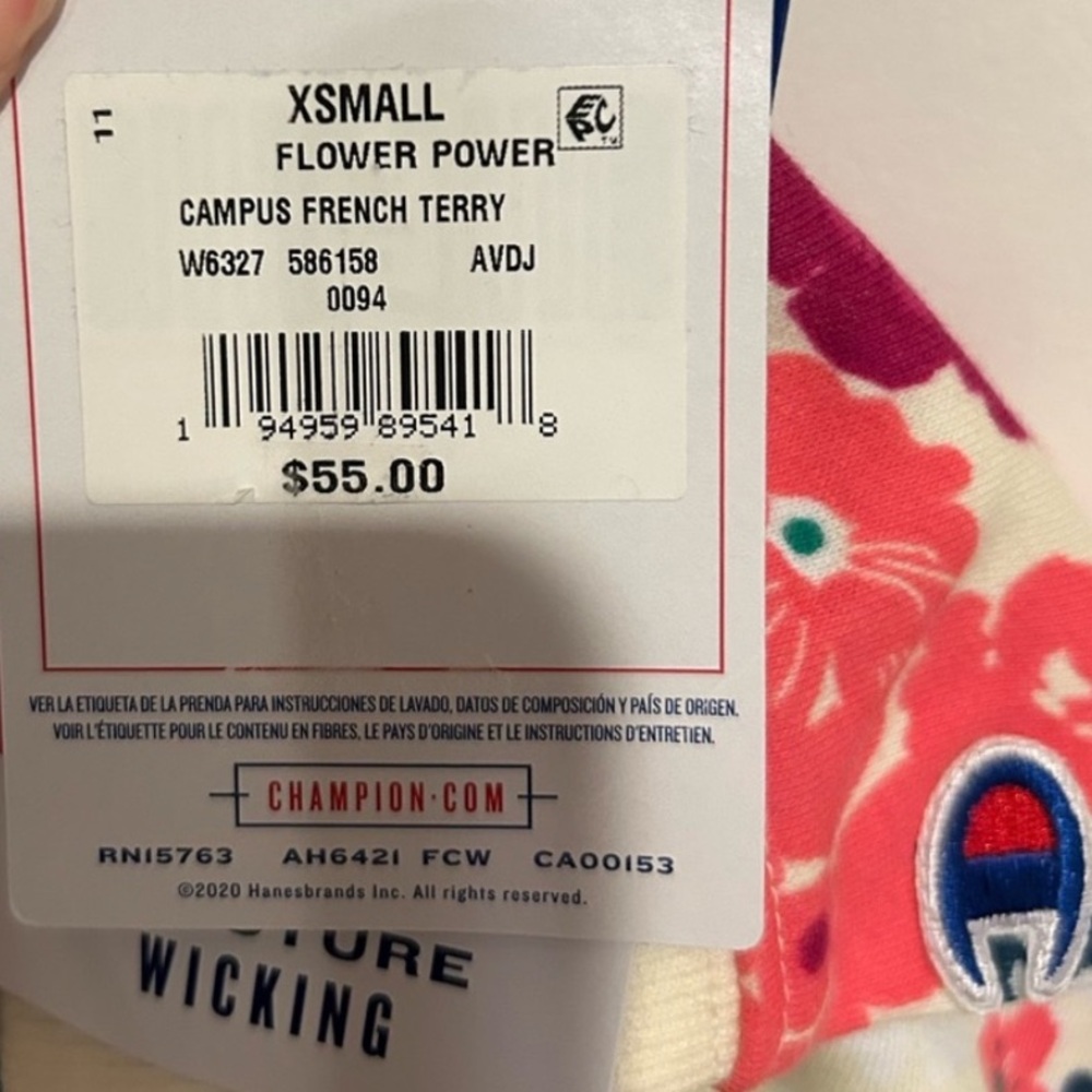 NWT! Champion French Terry Flower Power Floral Pullover Crop Sweatshirt -Size XS - Picture 6 of 7